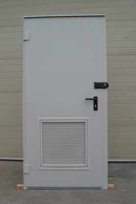 G15 steel door with heavy-duty hasp and staple for padlock